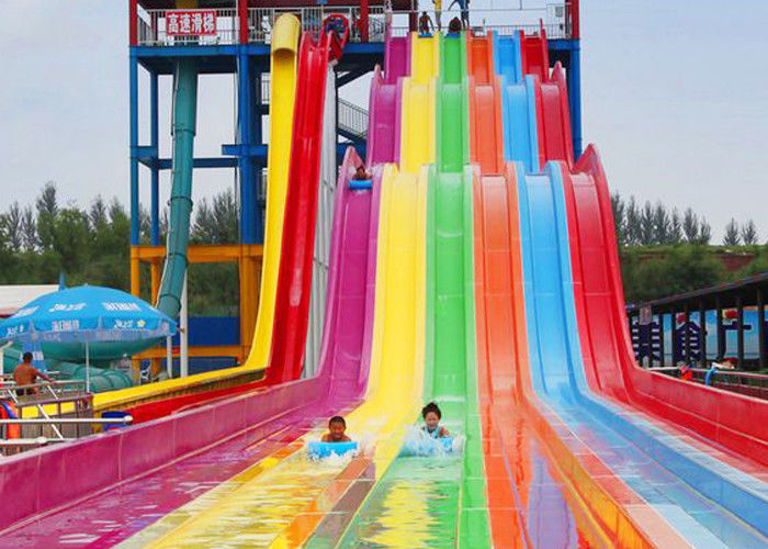 رنگین کمان رنگ FRP Aqua Racer آب اسلاید نوجوانان در فضای باز آبریز